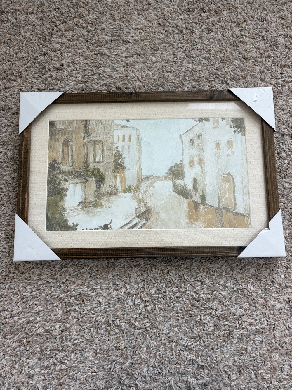 Framed Neutral Toned Canal Scene Wall Art